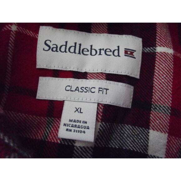 Saddlebred Flannel Shirt Mens Size XL plaid red blue black white Classic Fit - Picture 4 of 12